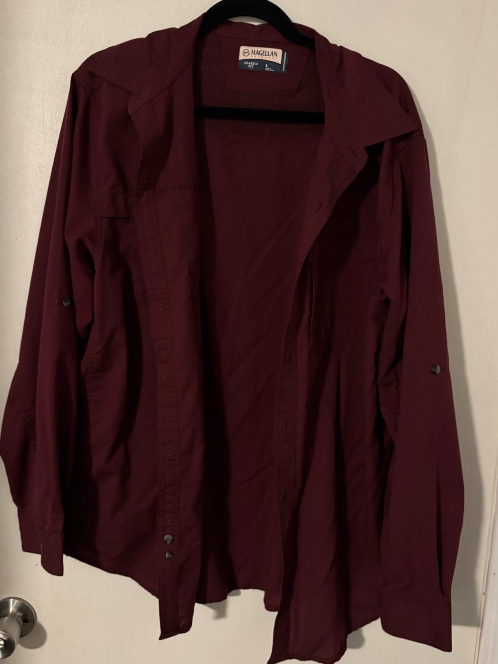 Magellan Outdoors Men's Maroon Button-Down Shirt